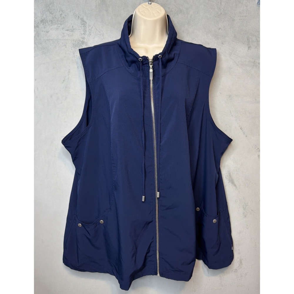 Lane Bryant Womens 26/28 Navy Blue Utility Vest Full Zip Stretch Plus Size